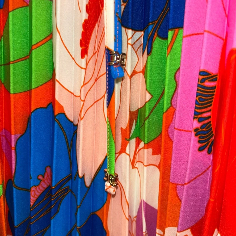 Sam Edelman / Retro Floral Plisse Spaghetti Strap Dress - Picture 6 of 8